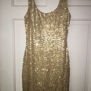 BNWT- XS Nude/soft ,light gold  beaded mini dress